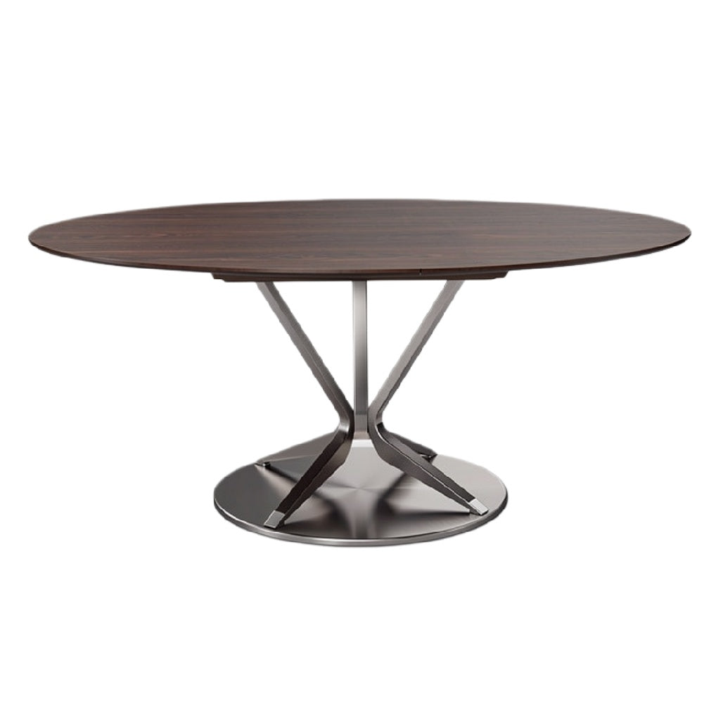 Moderne ovale eettafel met metalen onderstel