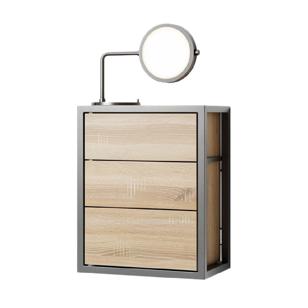 Moderne wandkast met drie lades en geïntegreerde lamp